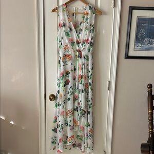 Sleeveless White Floral Dress.